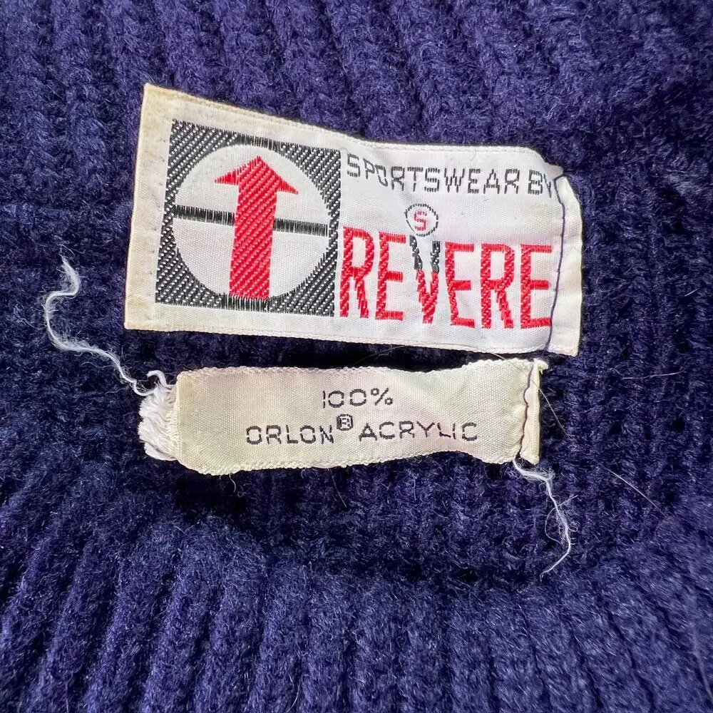 Vintage 60s Sportswear Revere Sweater Men S Navy Red Orlon Geometric Mock Neck